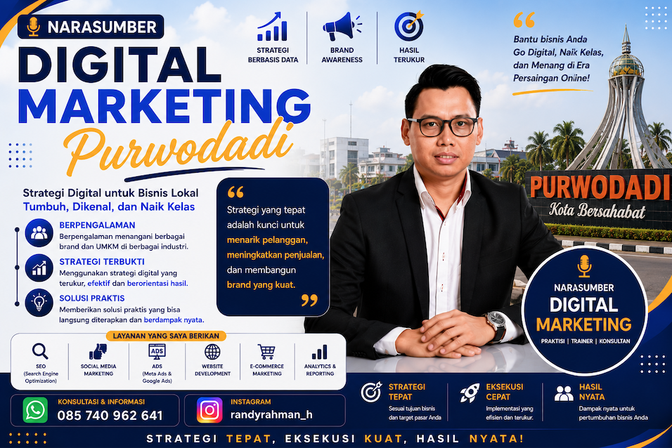 Narasumber Digital Marketing Purwodadi untuk Seminar, Workshop, dan Pelatihan Bisnis