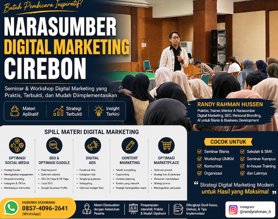 Narasumber Digital Marketing Cirebon untuk Seminar, Workshop, dan Pelatihan UMKM