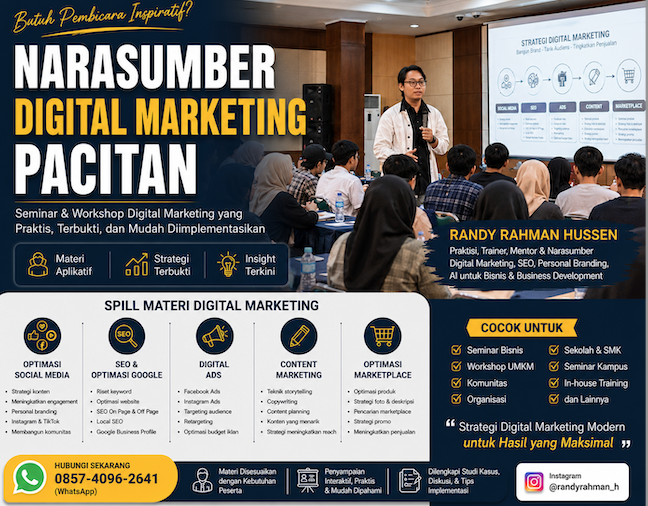 Narasumber Digital Marketing Pacitan untuk Seminar, Workshop, dan Pelatihan UMKM